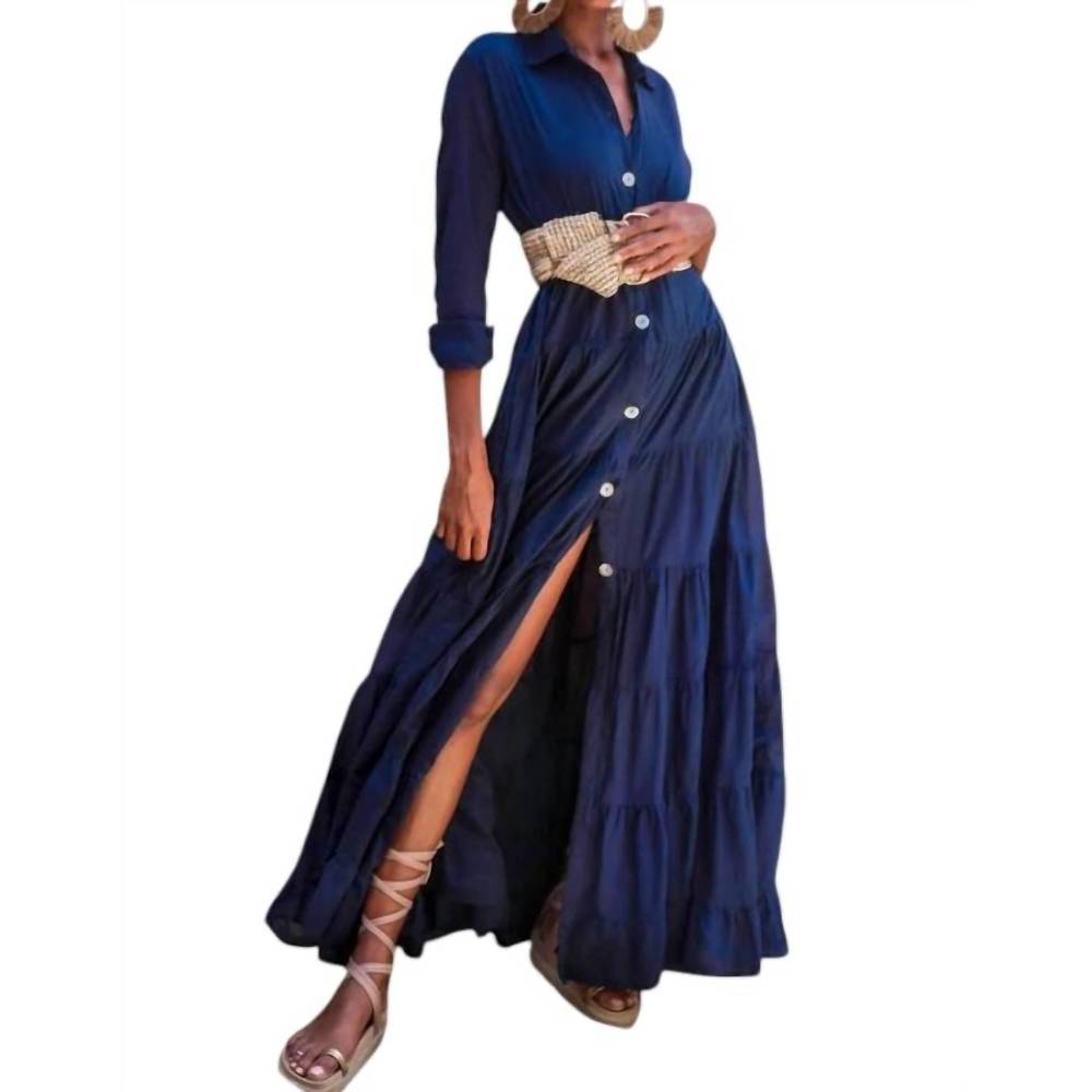 NEW ERIKA PEÑA natalia maxi dress in navy blue